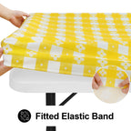 Spotjoy Rectangle Picnic Table Cloth, Waterproof Elastic Fitted Outdoor Table Covers For 8 Foot Tables, Flannel Backed Plastic T