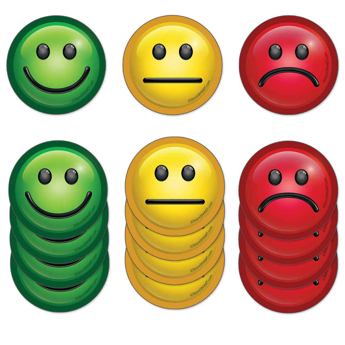 Storesmart - 2' Mood Magnets For Status Visualization - 15-Pack - Face2-Vp-15