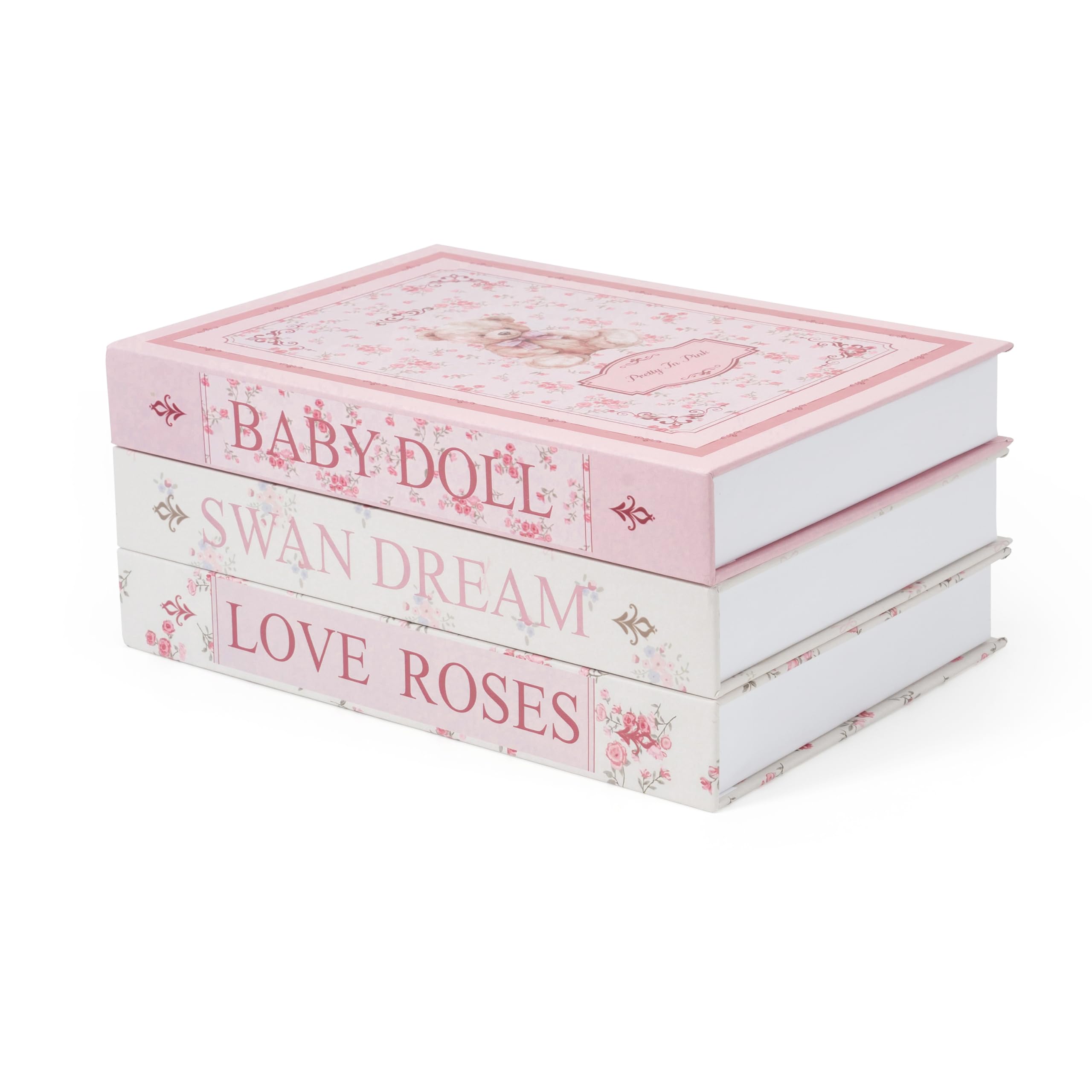 TwoDays Coquette Room Decor Aesthetic, Vintage Victorian Decorative Fake Books, Storage Box for Coffee Table and Bookshelf, Brid