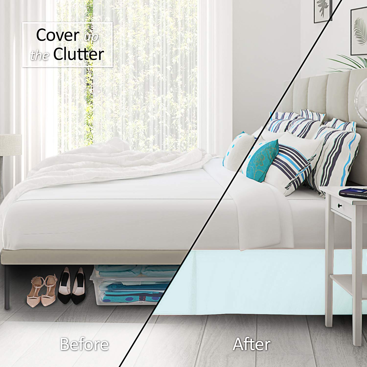 Nestl Light Baby Blue Twin Xl Bed Skirt - Twin Xl Size Bed Skirt 14 Inch Drop - Brushed Microfiber Bed Skirts - Hotel Quality Pleated Bed Skirt - Shrinkage & Fade Resistant