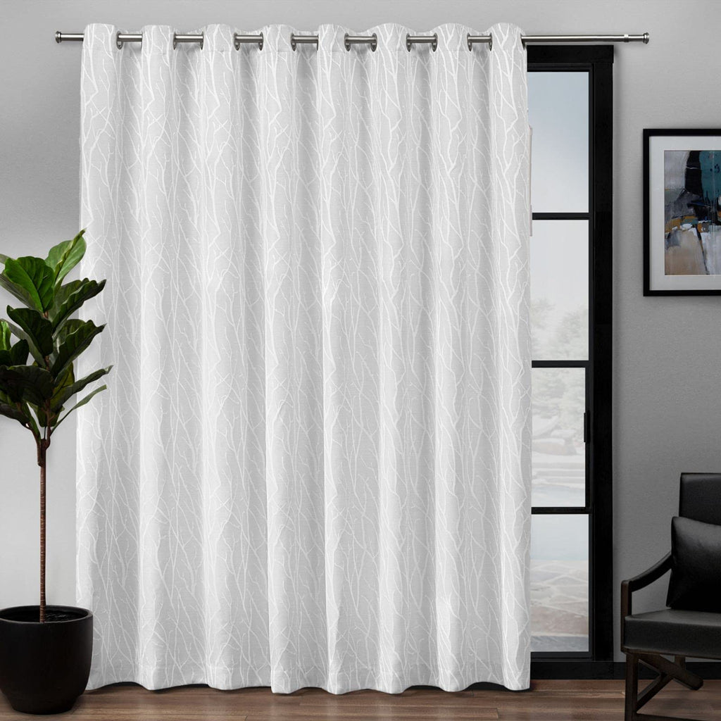 Exclusive Home Forest Hill Patio Woven Room Darkening Blackout Grommet Top Single Curtain Panel, 108''x84'', Winter