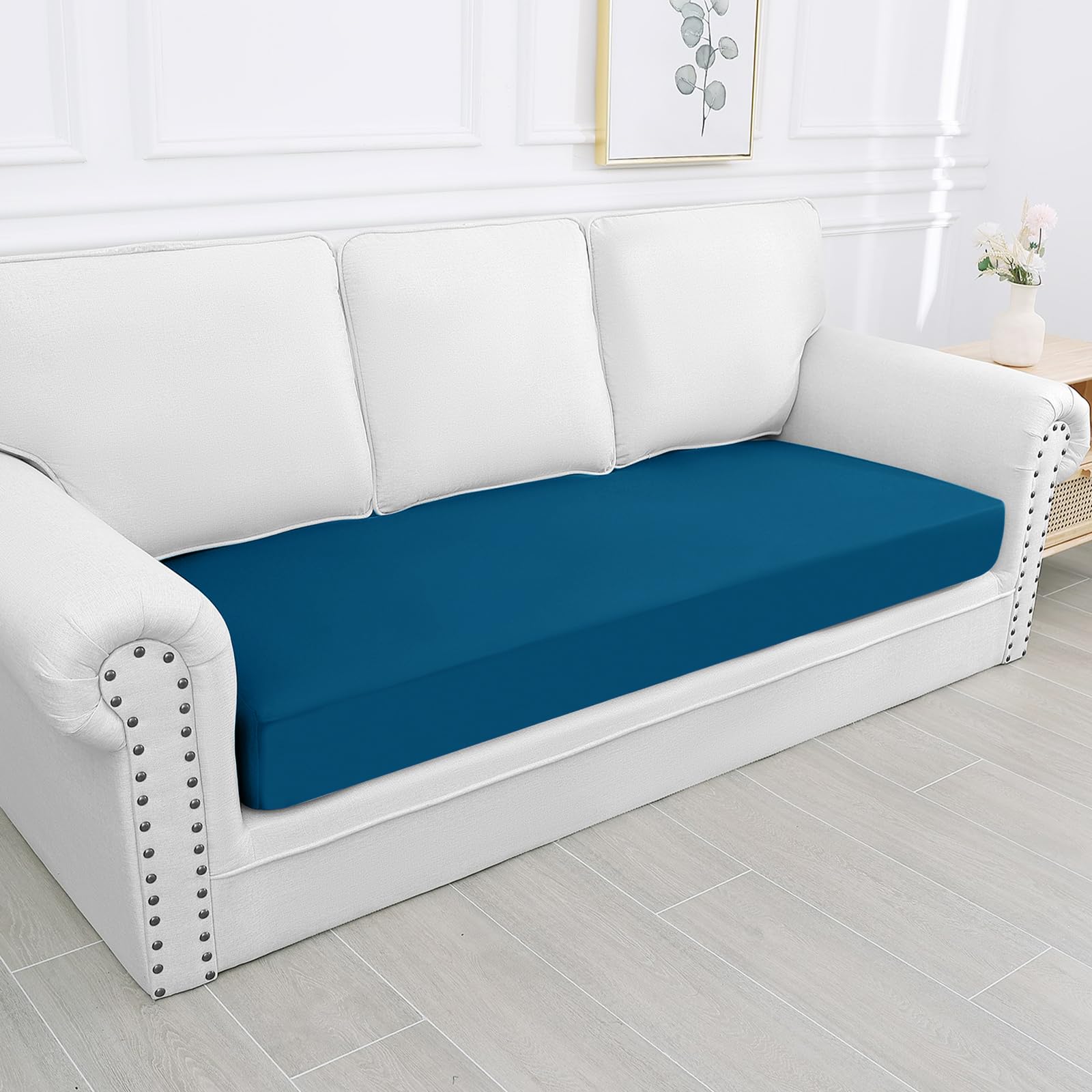 Smiry Waterproof Couch Cushion Covers, Stretch Washable Sofa Cushion Cover, Soft Sofa Slipcover Elastic Non-Slip Furniture Protector For Pets, Kid (Large, Deep Teal)