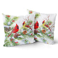 Giwawa Winter Birds Pillow Covers Set Of 2 18X18 Inch Christmas Trees Holly Berry Pine Cones Xmas Snow Scene Square Cushion Case