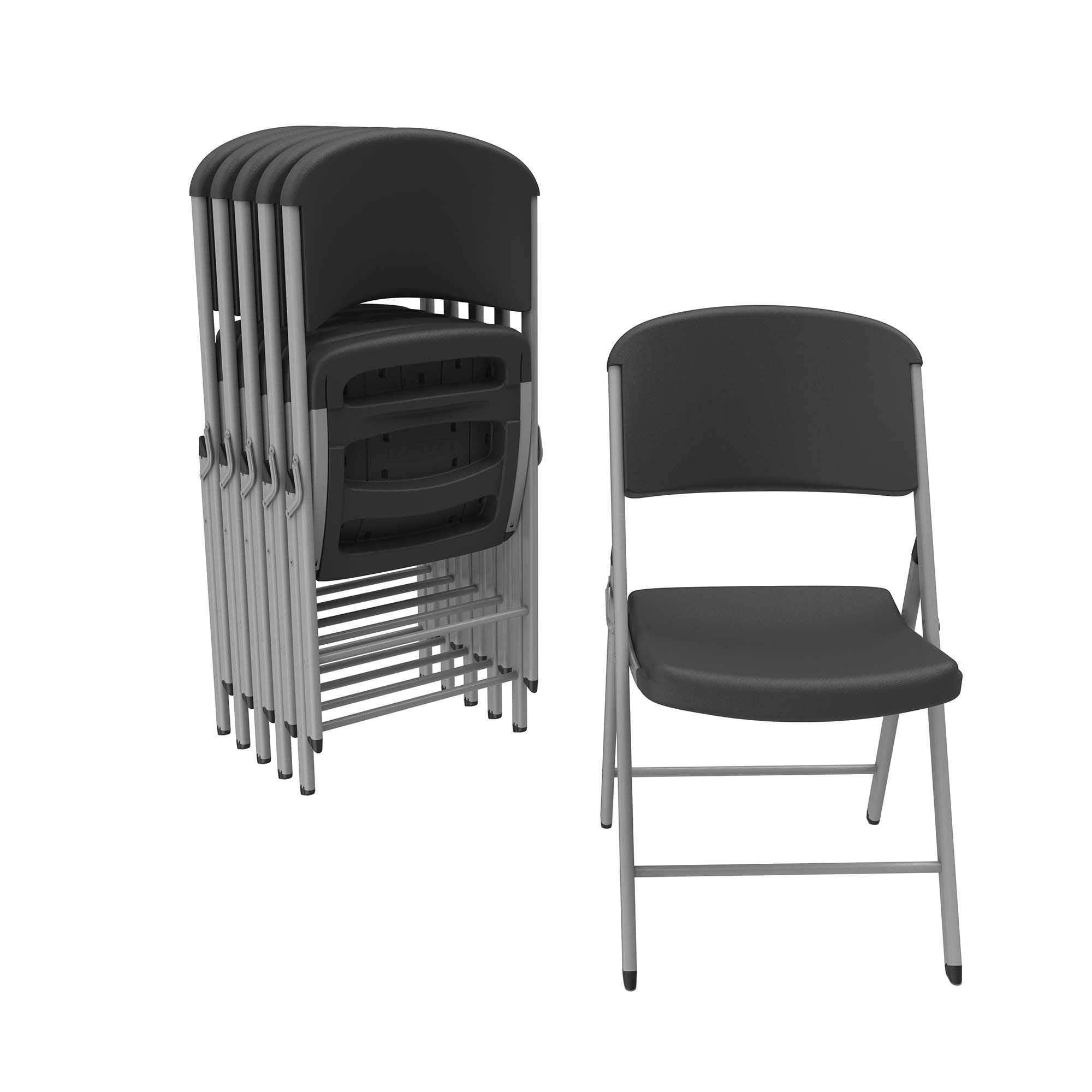 Lifetime 80844 Commercial Grade Folding Chairs, 6 Pack, Black
