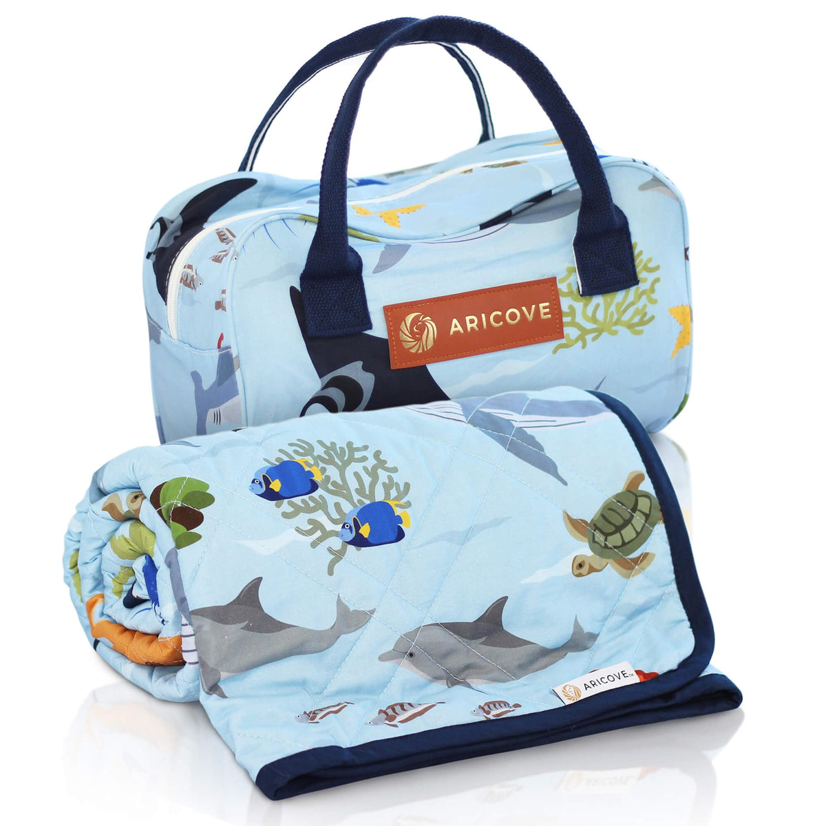 Aricove Kids Weighted Blanket, 5 Lb, 36X48 Inches, Small Size, Soft Cotton, Machine Washable, Blue/Ocean Animals