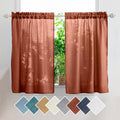 Yancorp Terracotta Kitchen Tier Curtains 24 Inches Length Linen Textured Short Curtains Farmhouse Cafe Curtains Small Window For