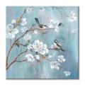 White Floral Canvas Artwork Wall: Elegant Flower Tree and Birds Wall Art Painting for Living Room (20 x 20 x 1 Panel)