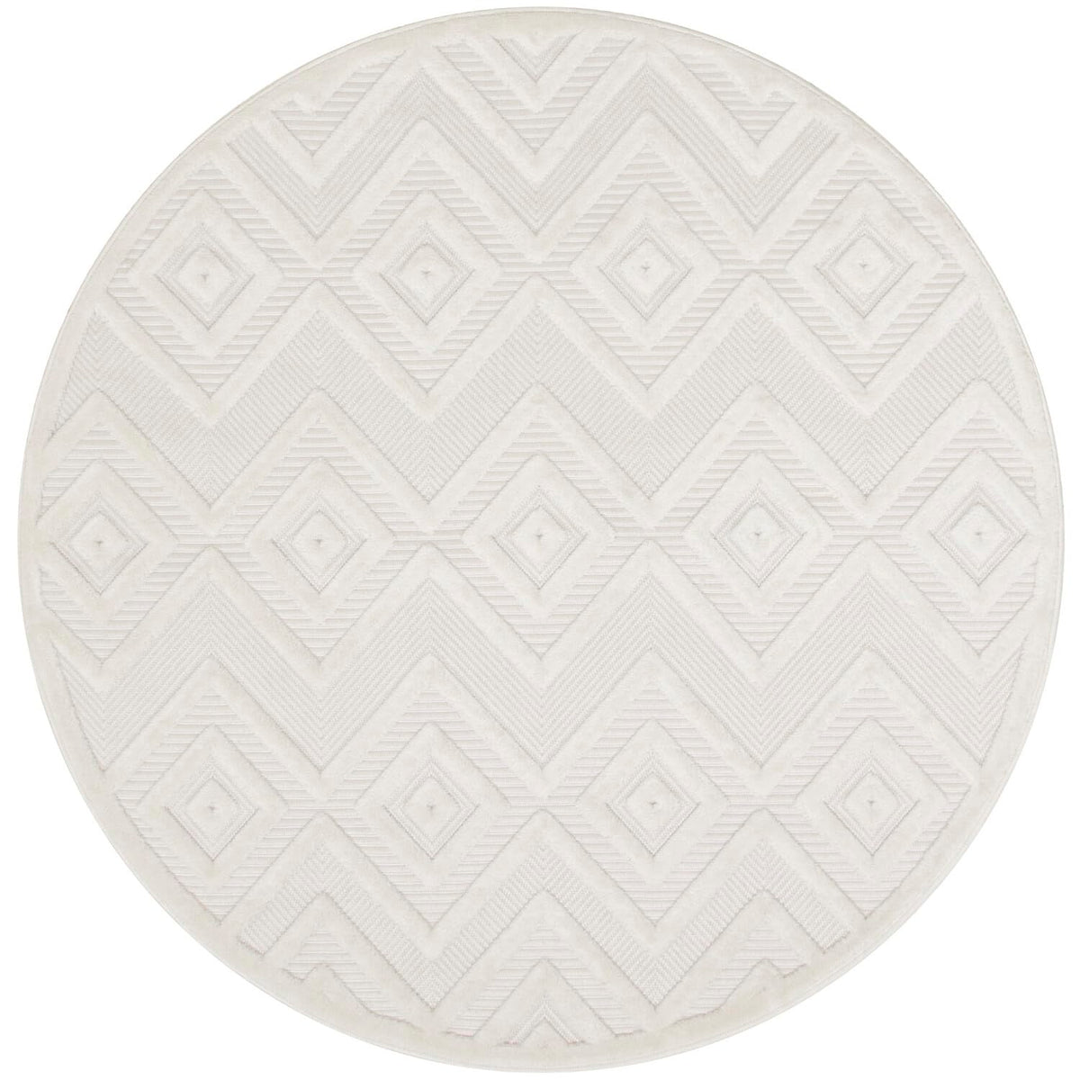 Nourison Versatile Indoor/Outdoor Ivory White 4' X Round Area Rug, Easy Cleaning, Non Shedding, Bed Room, Living Room, Dining Ro