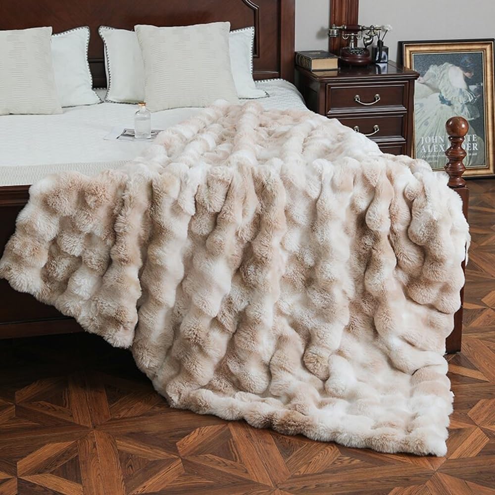 Rynghipy Faux Rabbit Fur Bed Throws Fluffy Warm Throw Blanket For Sofa Couch Soft Plush Decorative Blanket Thick And Heavy Cute
