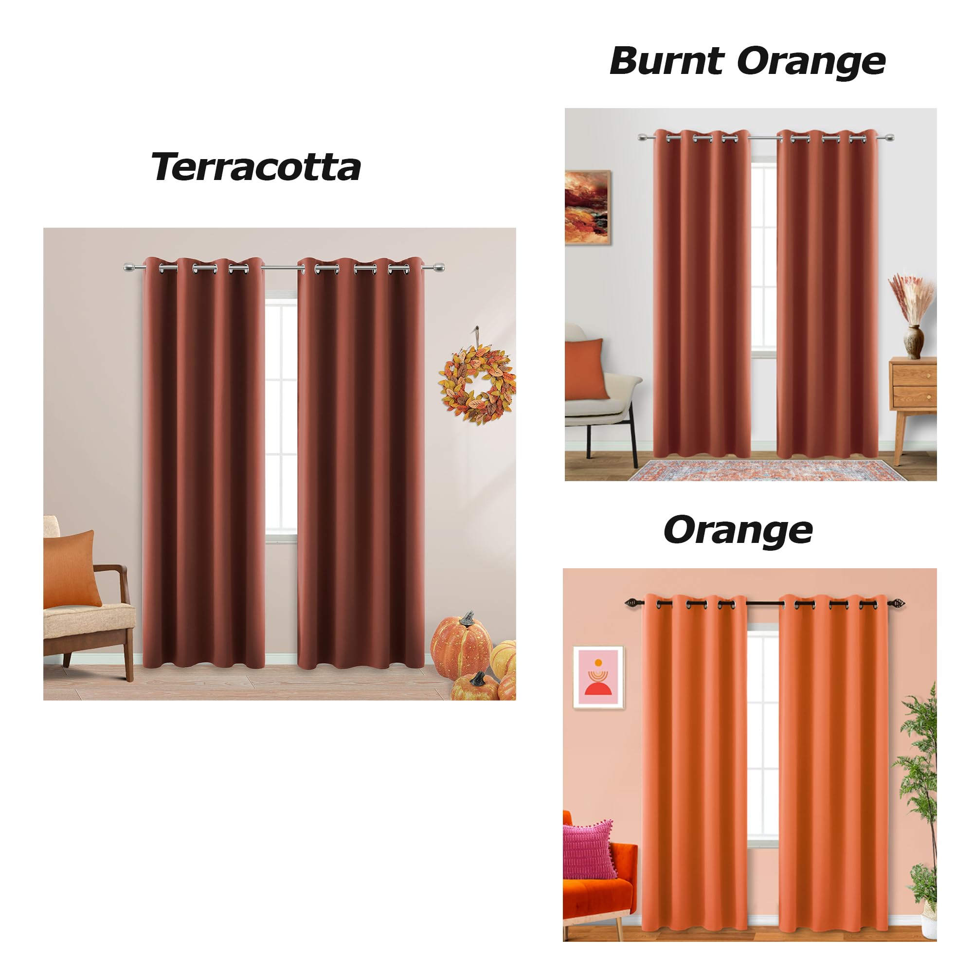 Koufall Copper Winter Curtains For Living Room,Insulated Warm Curtains For Tiny 24 28 30 36 Inch Wide Window Insulation Wamer,38X84 Inch Length,Set Of 2 Panels,Pottery Terra Cotta
