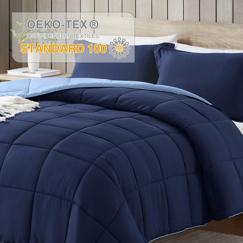 Satisomnia Full Comforter Set Navy Blue, Lightweight Comforters Full Size Bed, Soft Breathable Down Alternative Bed Comforter Se