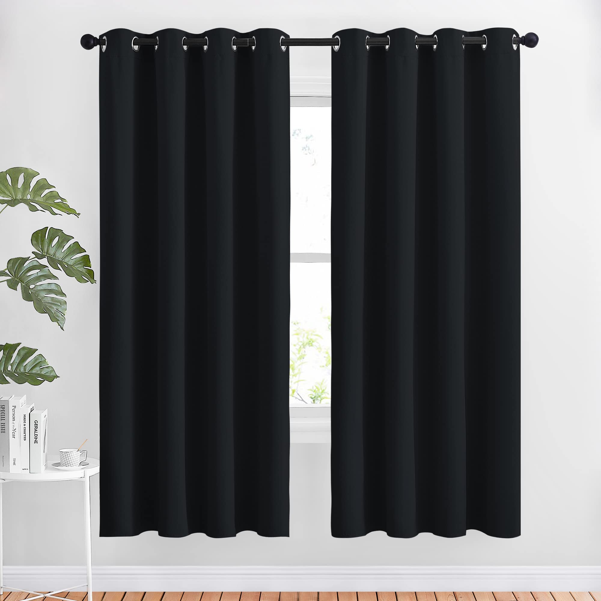 Nicetown Black Out Curtains 72 Inch Long - Thermal Insulated Solid Grommet Blackout Window Treatments Sound Reducing For Bedroom