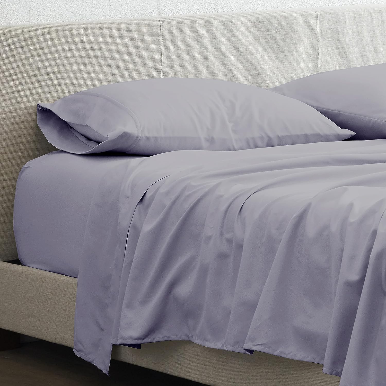 Mygiza Sheets,100% Giza Egyptian Cotton Sheets-Full Size Giza Cotton Sheets Set To Fit Upto 15 Inches Deep Mattress (4 Pcs) Light Grey Solid