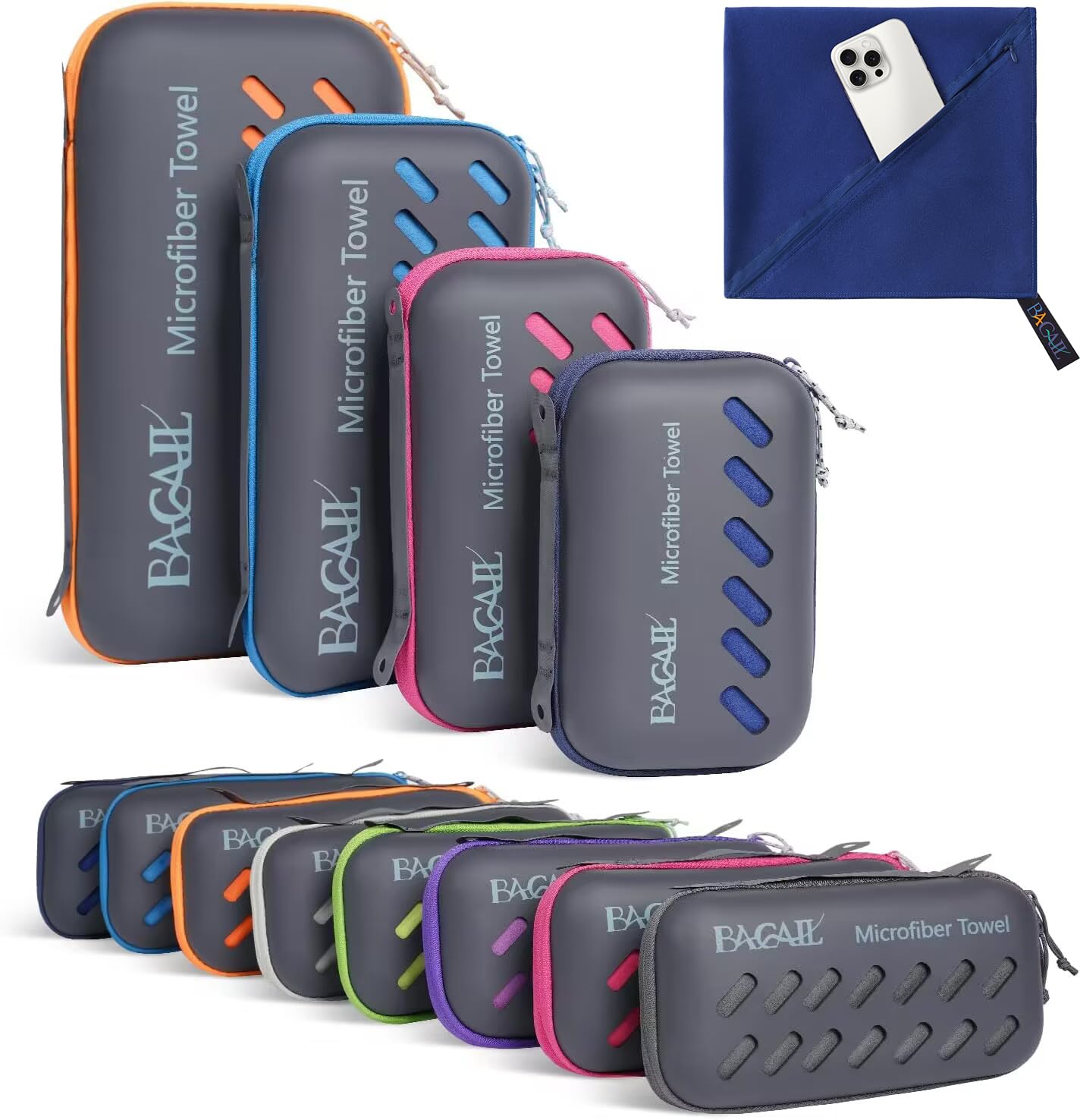 BAGAIL Microfiber Travel Towel, Royal Blue, 24 x 48 inch, Super Absorbent, Compact and Lightweight, Skin Friendly, Fast Drying, 