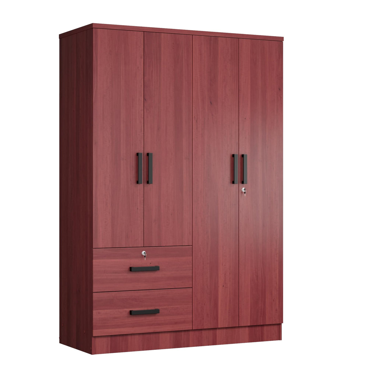 Woodpeckers Furniture And Mattress 4 Doors Wardrobe 2 Drawers with Shelves 48 inch Wide and 72 high (Mahogany), 448CLOSET