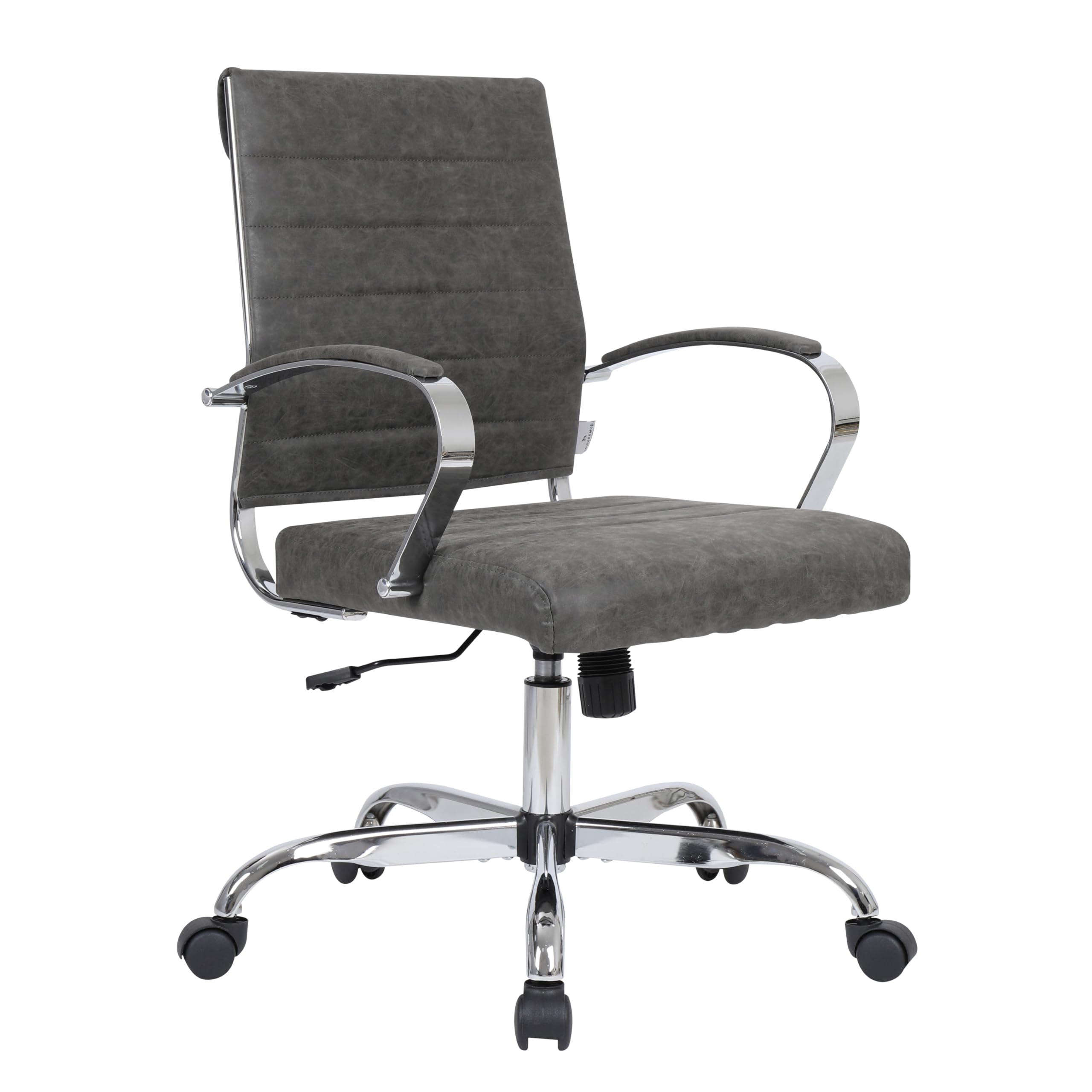 Leisuremod Benmar Modern Mid-Back Adjustable Swivel Leather Office Chair (Charcoal)
