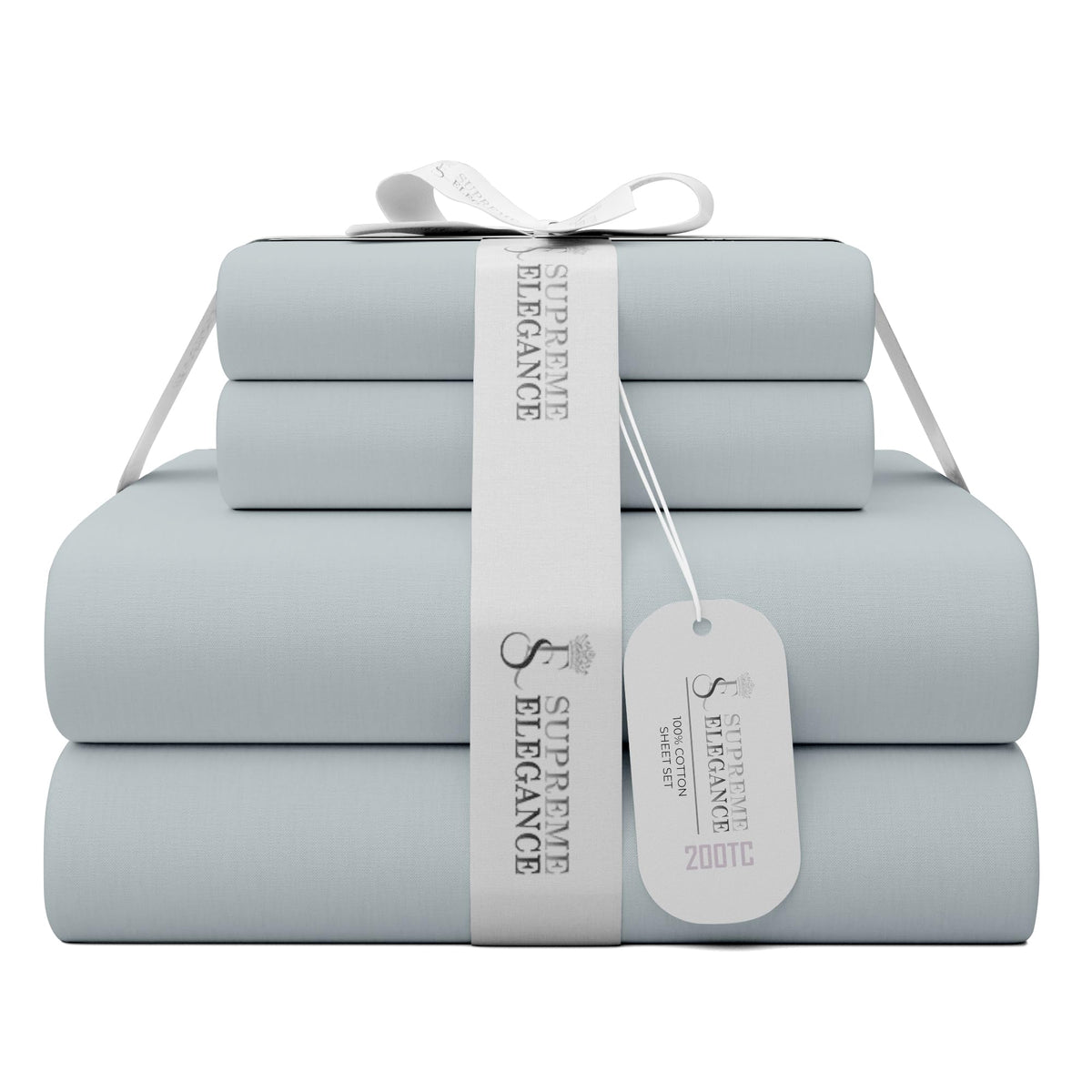 Supreme Elegance 100% Cotton Twin Soft Gray Sheets, Cool & Crisp, Percale Weave College Dorm Room Essentials, Bedding Sheet Set