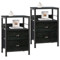 Furologee Nightstands Set 2, End Tables with 2 Fabric Drawers, Bedside Tables with Hooks and Shelf, for Bedroom/Living Room/Stud