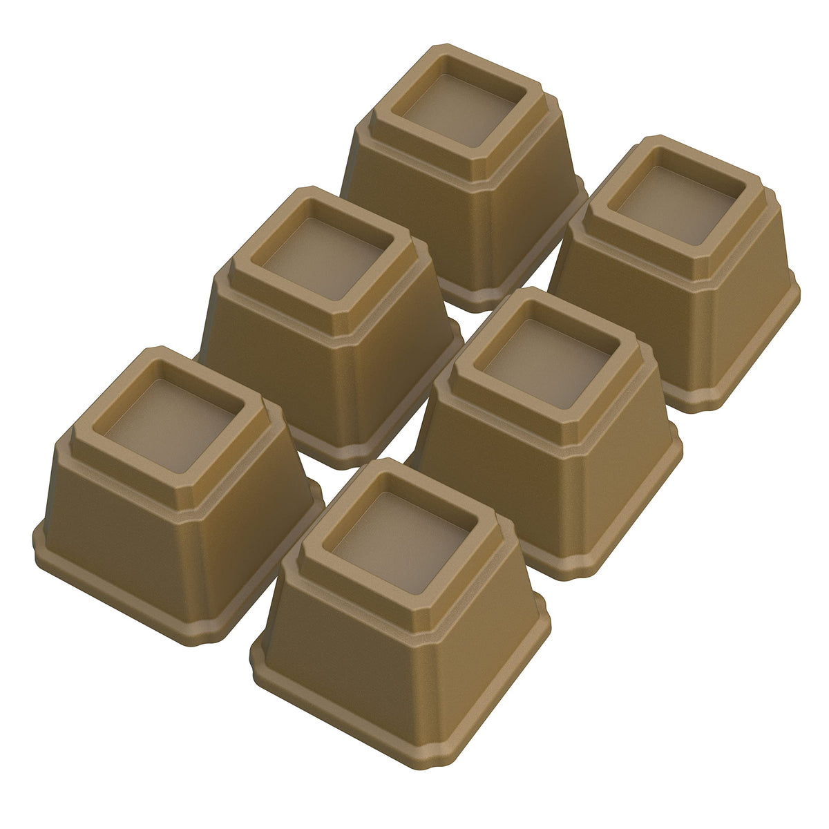 Whynonap Bed Risers 4 Inch Heavy Duty Bed Elevators, Set Of 6 Lifts Up 4000 Lbs Furniture Risers For Bed Frame Ans Sofa, Brown