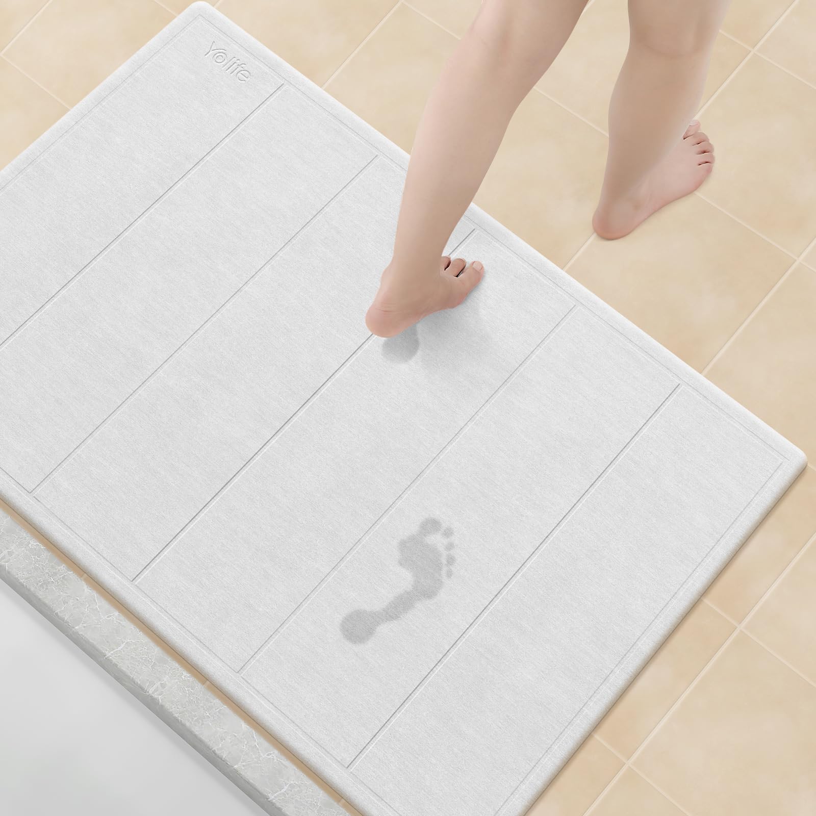 Yolife 32x 20 Stone Bath Mat Large, Diatomaceous Earth Bath Mat for Bathroom, Super Absorbent Quick Drying Stone Shower Mat, Non
