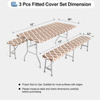 Outdoorlines Vinyl Fitted Picnic Table Cover With Bench Covers - Waterproof Camping Tablecloth For Picnic Table, Elastic Picnic Table Covers For Outdoor, Camping (Moroccon Camel 72X30 Inch, 3 Pcs)