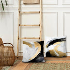 Supwhd Abstract Black White And Gold Pillow Covers 18X18 Set Of 2 - Modern Pillow Covers, Modern Home Decor, Black And Gold Deco