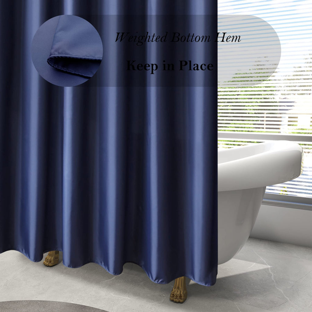 Aoohome Small Shower Curtain Liner, Polyester Soft Solid Color Shower Curtain With Hooks For Hotel, Weighted Hem, Water Repellen