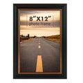 Golden State Art, 8x12 Inch Poster Frame Black with Burgundy and Gold Trim, Horizontal and Vertical Wall Display, with Real Glas