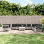 vidaXL 11-Piece Modern Patio Lounge Set – White Steel Frame, Woven Fabric, Flexible Modular Design, Comfortable Seating with Cushions
