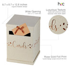 Rustic Card Box For Wedding Reception, Rose Gold & Linen Gift Card Holder, Mailbox With Slot For Envelopes, Graduation, Baby & B