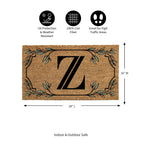 Evergreen Monogram Coir Doormat | Letter Z | Front Door Mat For Outdoor Indoor Entrance | 28X16 Inches | Non-Slip Backing Doorwa