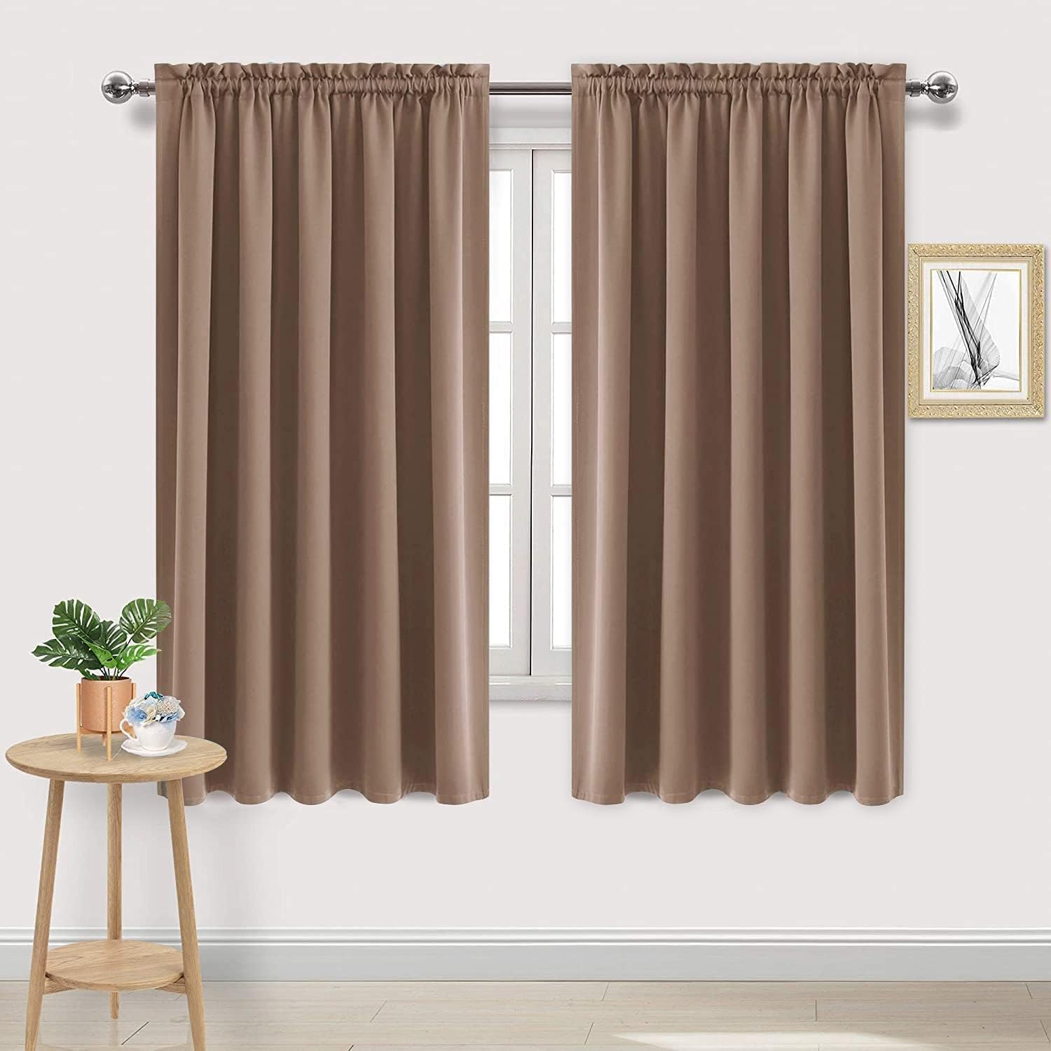 Dwcn Blackout Curtains For Living Room Thermal Insulated, Energy Saving & Noise Reducing Bedroom Curtains, Khaki, W 70X L 63 Inc