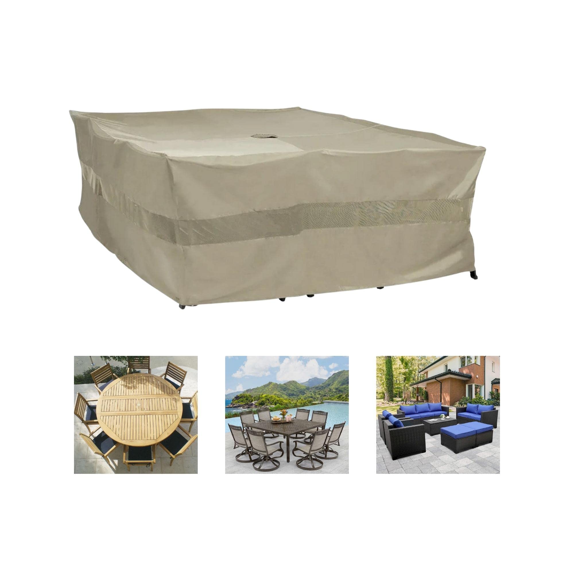 Formosa Covers  Extra Large Patio Set Square Cover 116'X116'X36' Fits Patio Round Or Square Table Dining And Sectional Sofa F