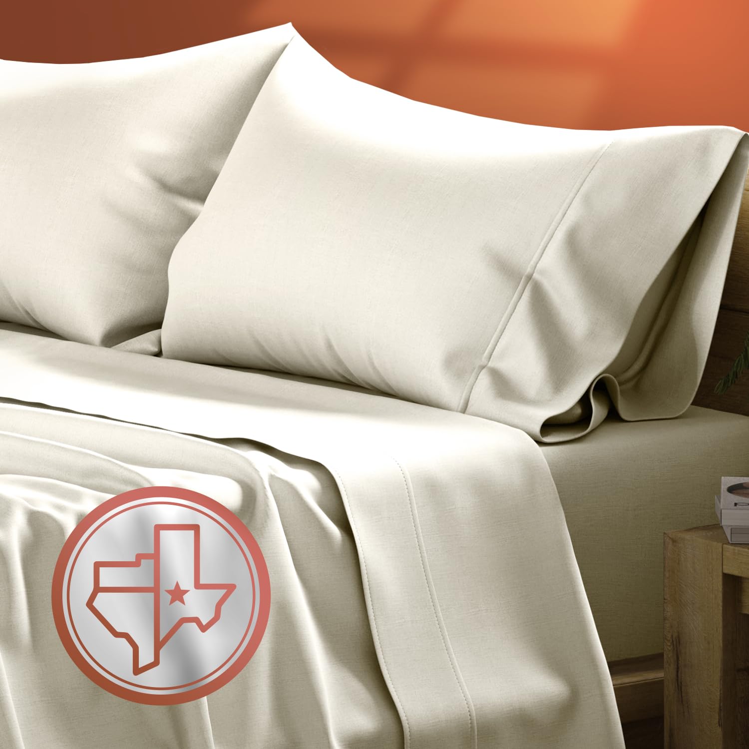 Pure Egyptian King Size Cotton Bed Sheets Set (King, 600 Thread Count) Ivory Sheets And Pillow Cases (4 Piece) - Egyptian Cotton