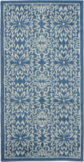 Nourison Jubilant Floral Ivory/Blue 2' X 4' Area Rug, Easy Cleaning, Non Shedding, Bed Room, Living Room, Dining Room, Kitchen (