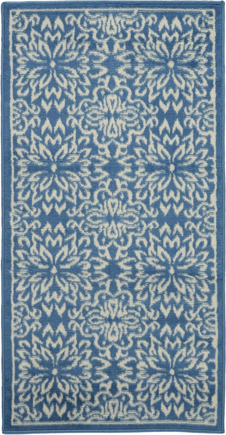 Nourison Jubilant Floral Ivory/Blue 2' X 4' Area Rug, Easy Cleaning, Non Shedding, Bed Room, Living Room, Dining Room, Kitchen (