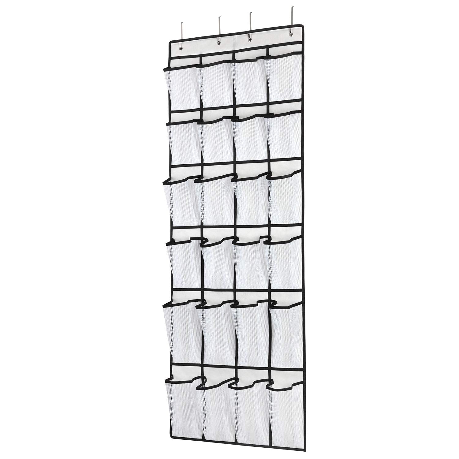 SAVERHO Over The Door Shoe Organizer, Hanging Shoe Organizer with 24 Mesh Large Pockets Door Shoe Rack Organizer for Men Women K