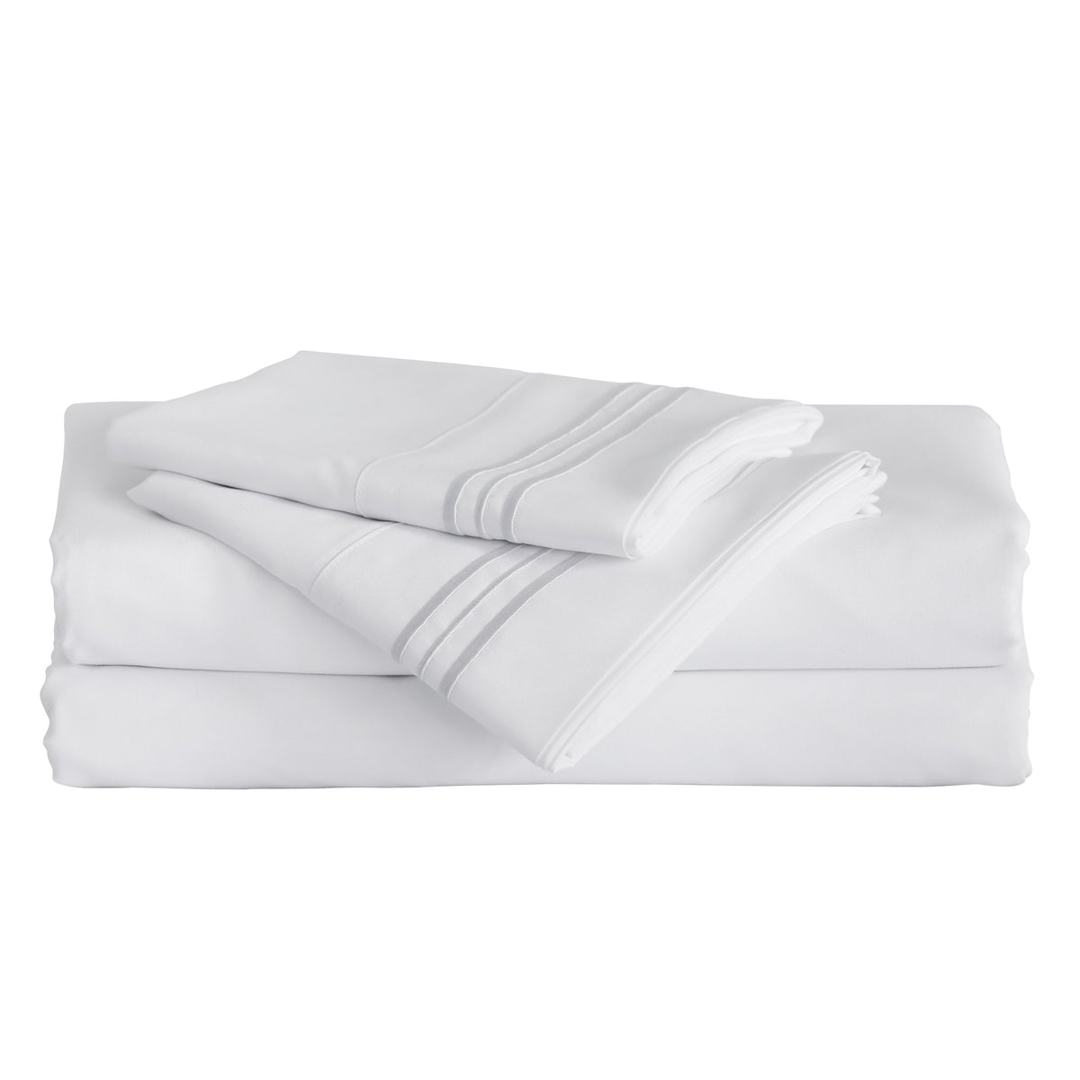 Furinno Angeland Vienne Sheet and Pillowcase Set, California King, White