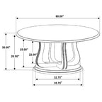 Coaster Home Furnishings Trofello Round Dining Table with Curved Pedestal Base White Washed