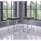 Best Master Furniture Dorrington Velvet Backless Counter Height Stool in Gray/Silver (Set of 2)