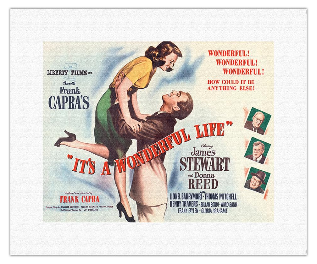 Frank Capras Its a Wonderful Life - Starring James Stewart Donna Reed - Vintage Film Movie Poster c.1946 - Fine Art Rolled Can