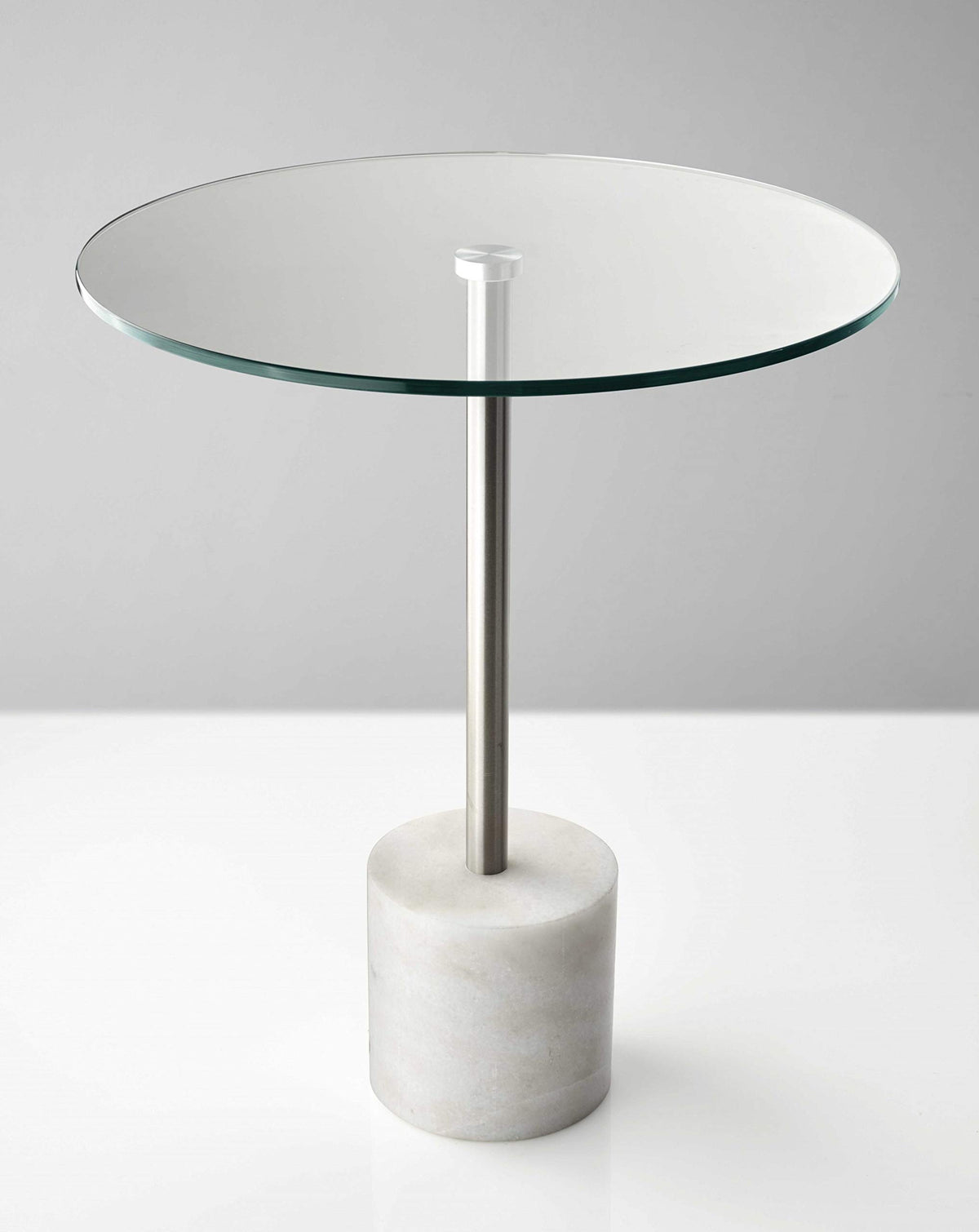 HomeRoots 17.75' X 17.75' X 21' Brushed Steel White Marble End Table