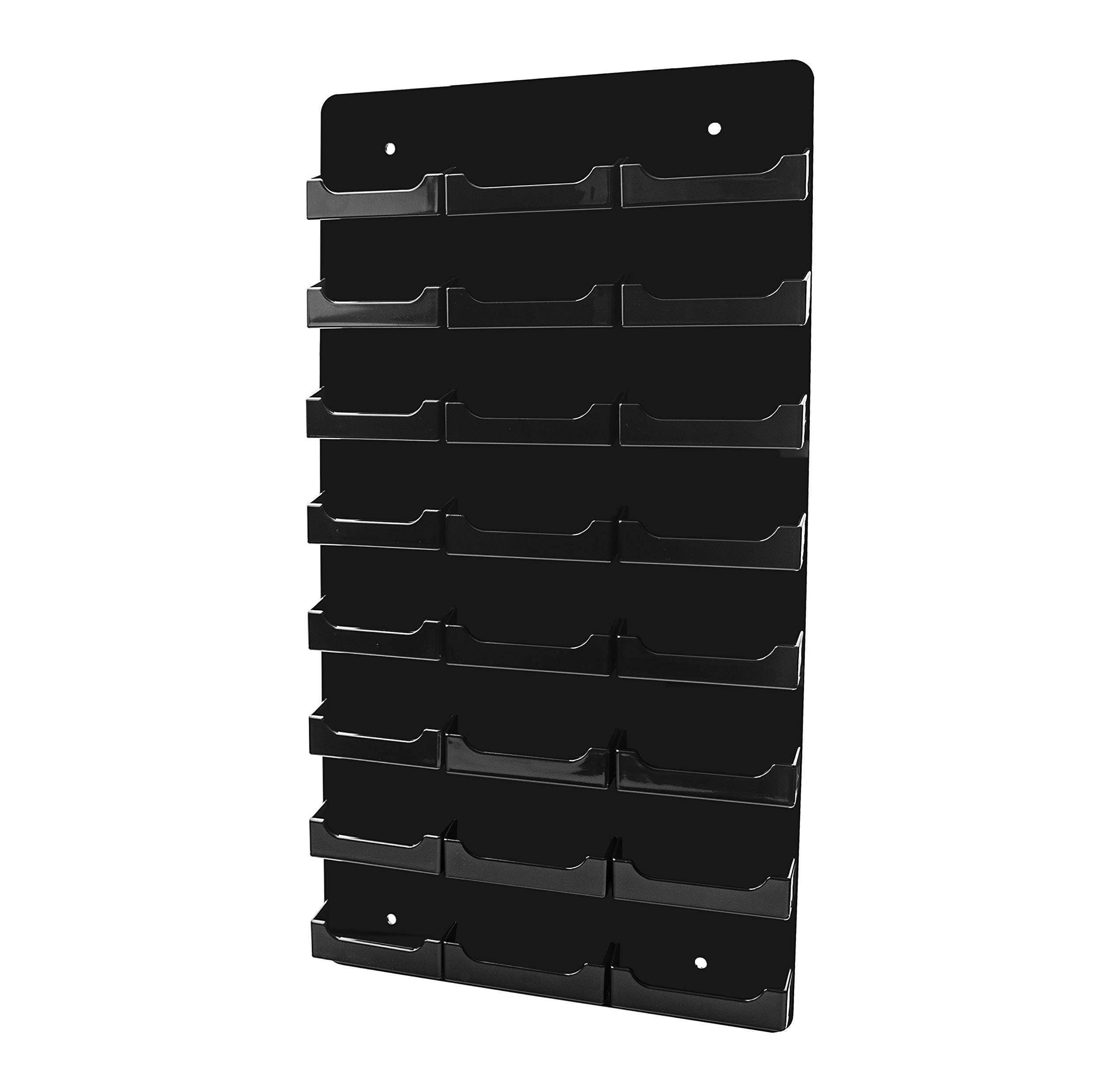 Marketing Holders Wall Business Card Holder With Hanging Hardware For 3.5' X 2' Gift Cards Black Acrylic 24 Slot Display For R