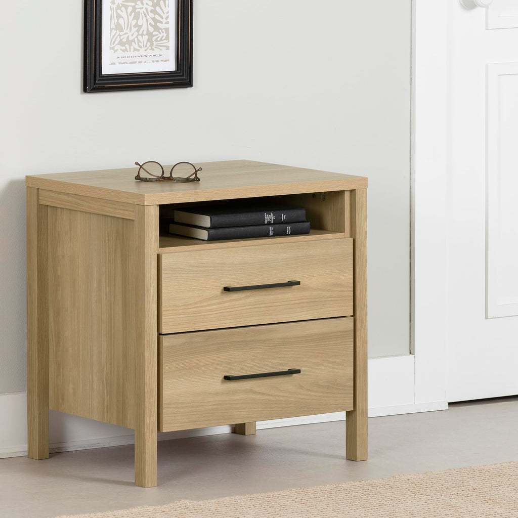 South Shore Gravity 2-Drawer Nightstand, Natural Ash
