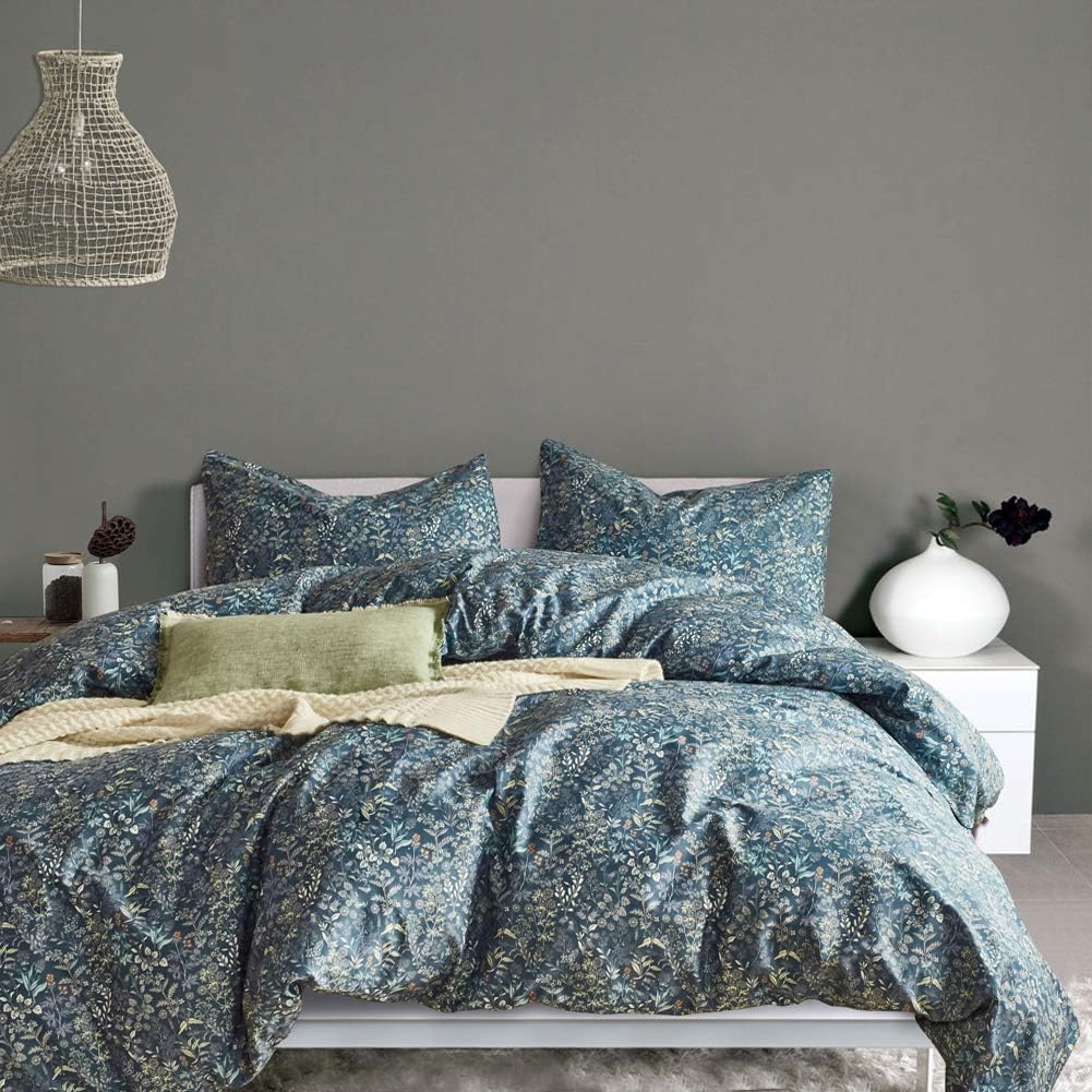 Lifetb Floral Queen Comforter Set Blue Flower Comforter Set Queen Size Comforter Vintage Garden Floral Bedding Comforter Set 1 F