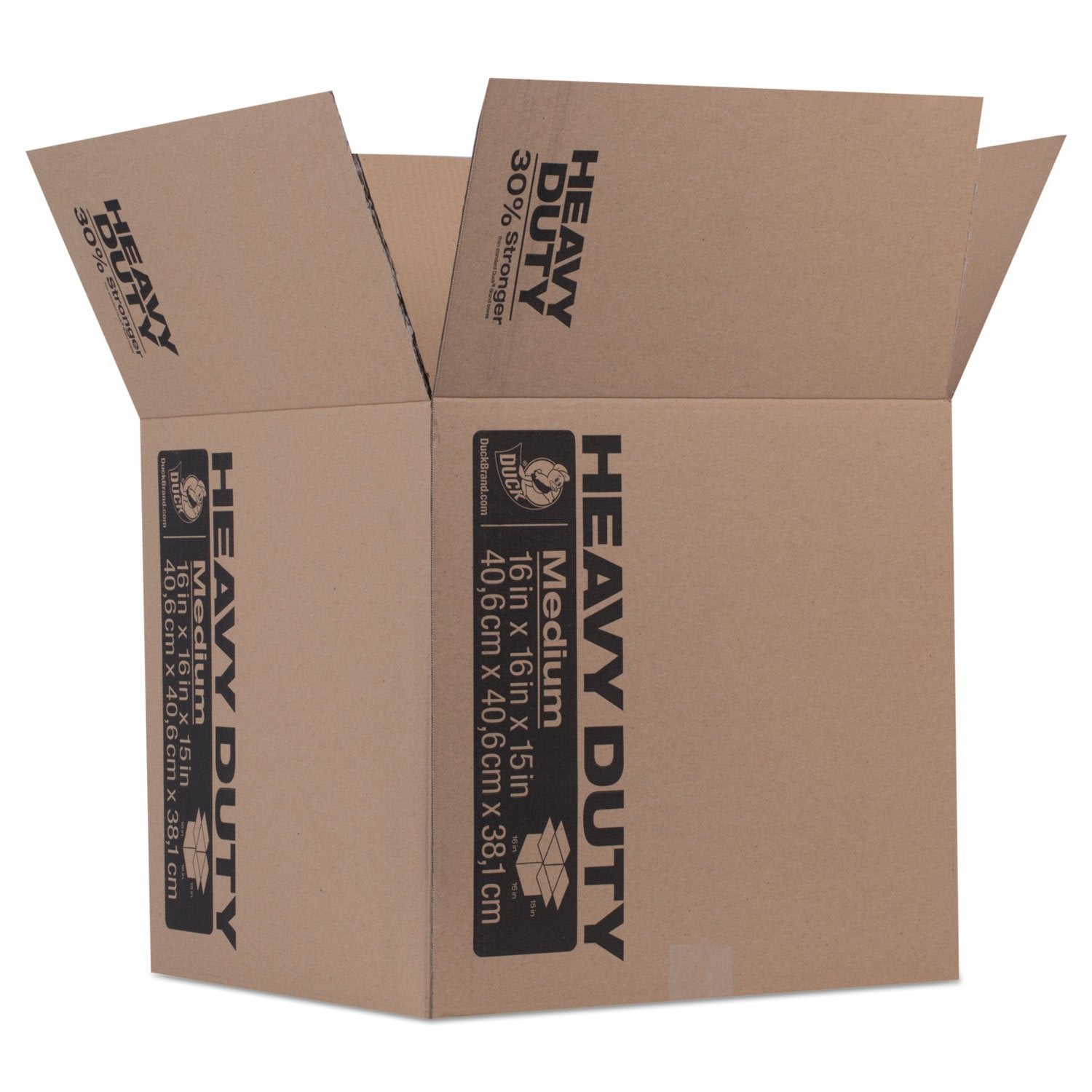 Duck 280728 Heavy-Duty Moving/Storage Boxes, 16L X 16W X 15H, Brown (Bundle Of 6)