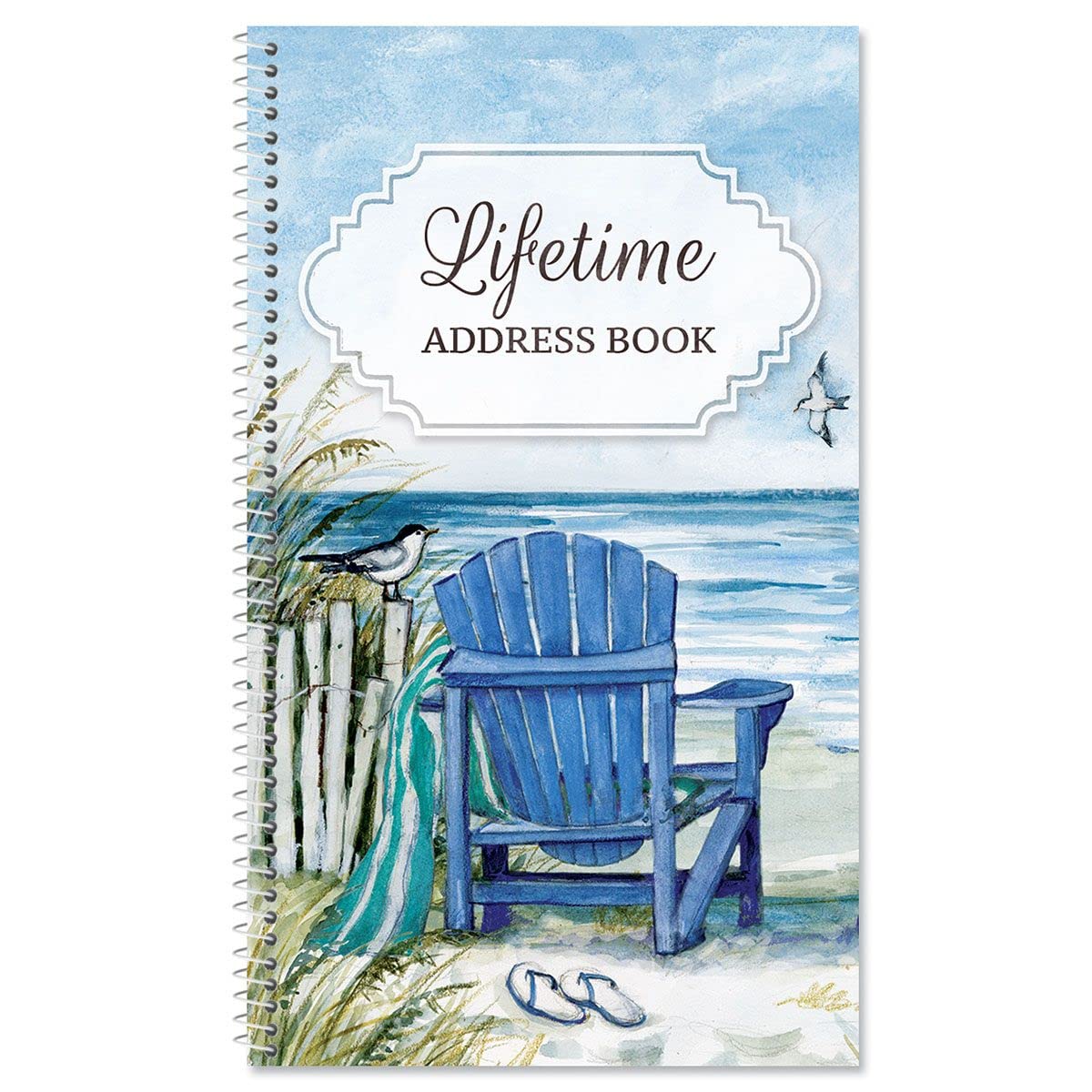 Current By The Sea Address Book - 94 Pages; Small 5' X 8-1/2' Size For Purse Or Office, Spiral Bound Soft Cover Organizer For