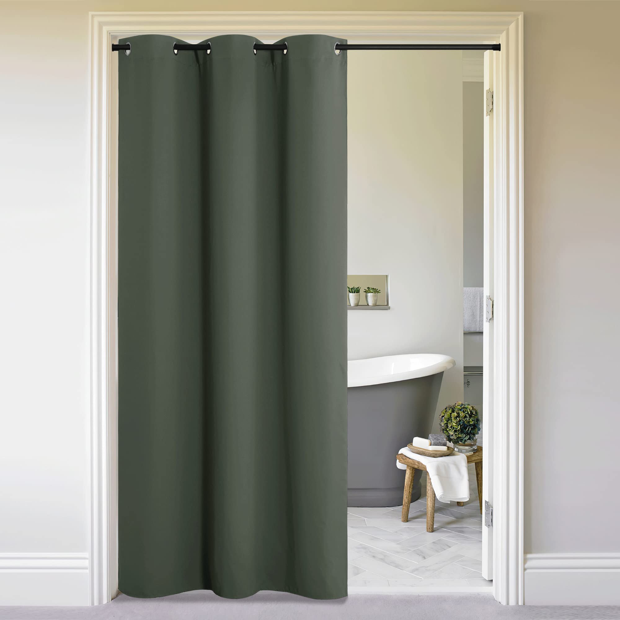Nicetown Faux Folding Accordion Doors, Front Door Curtains For Doorway, Privacy Blackout Living Room Bedroom Divider/Sliding Pat