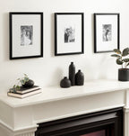 Kate And Laurel Adlynn Rectangle Picture Frame Set Of 3, 11 X 14 Matted To 5 X 7, Black, Modern Three-Piece Frame Set For Galler