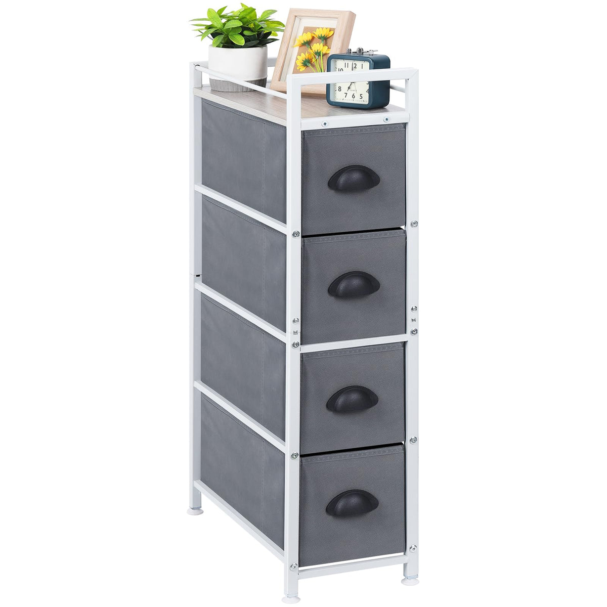 Narrow Dresser, 4 Drawers Slim Fabric Storage Cabinet with Removable Drawer